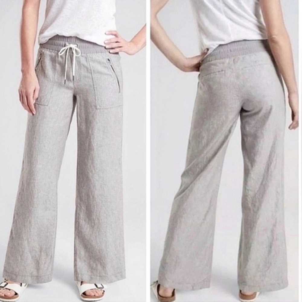 Athleta Cabo 100% Linen Wide Leg Pant - Picture 2 of 3